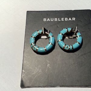 BaubleBar Turquoise and Gold Hoops Earrings, New, Never Worn